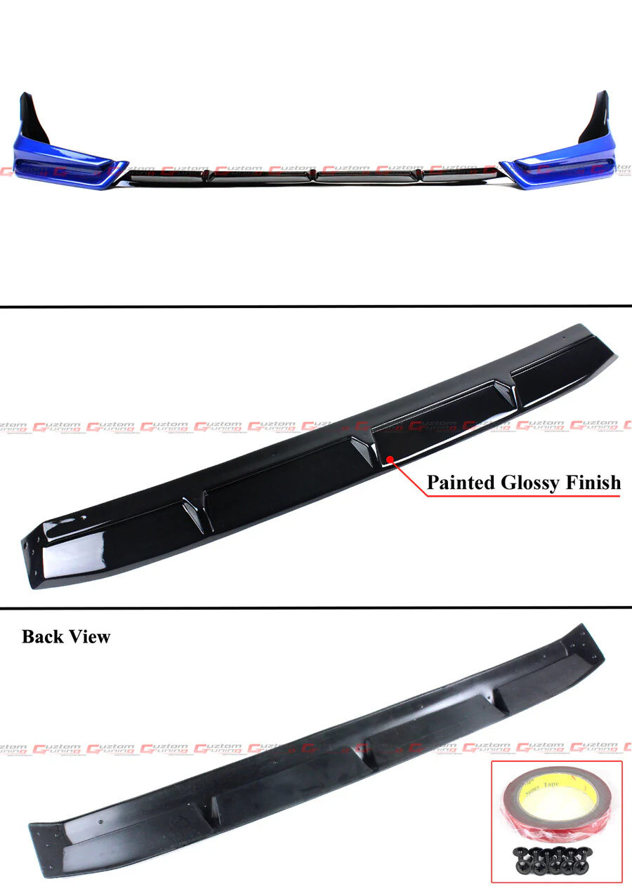 For 2022-2024 Honda Civic Yofer Painted Blue Black Front Bumper Lip Splitter Kit - Image 3