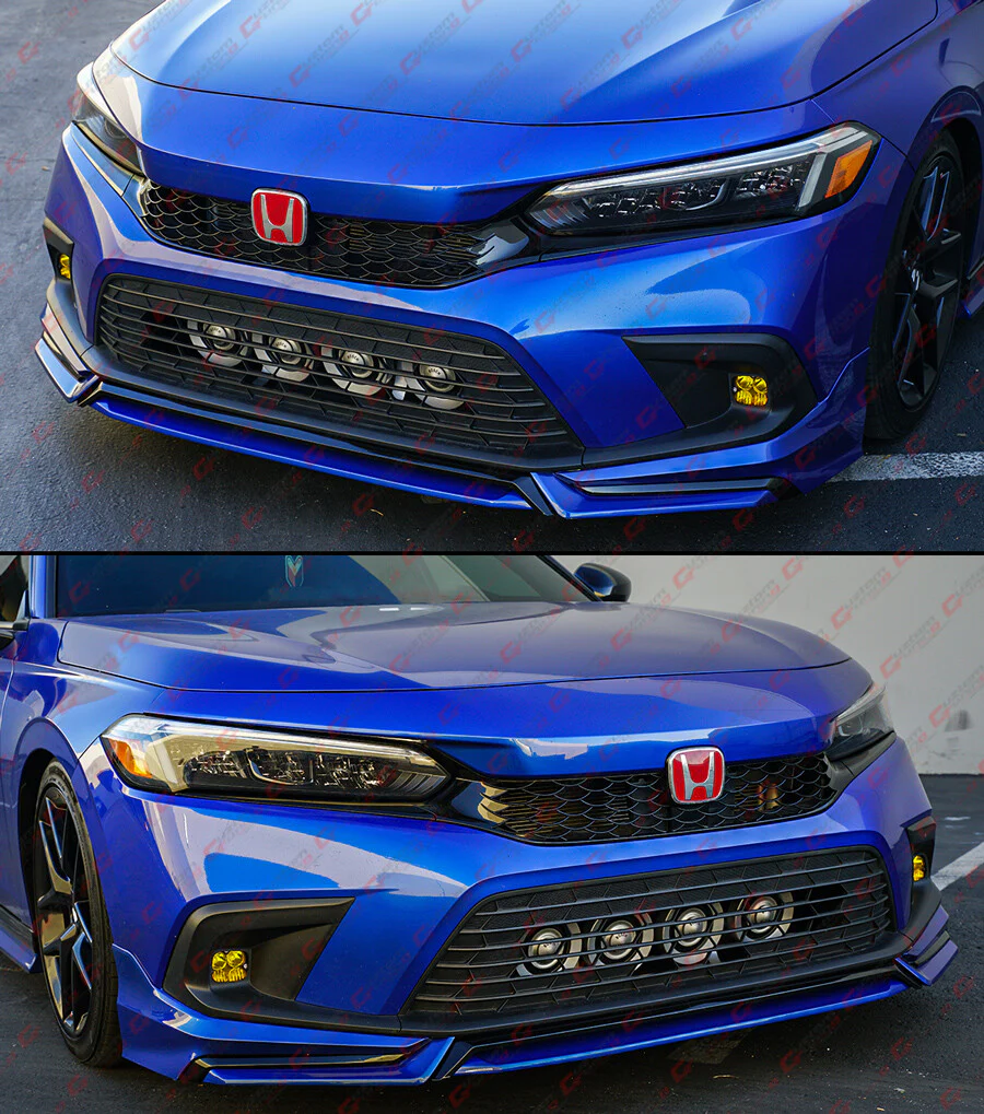 For 2022-2024 Honda Civic Yofer V3 Blk Aegean Blue Front Bumper Lip Splitter Kit - Image 8
