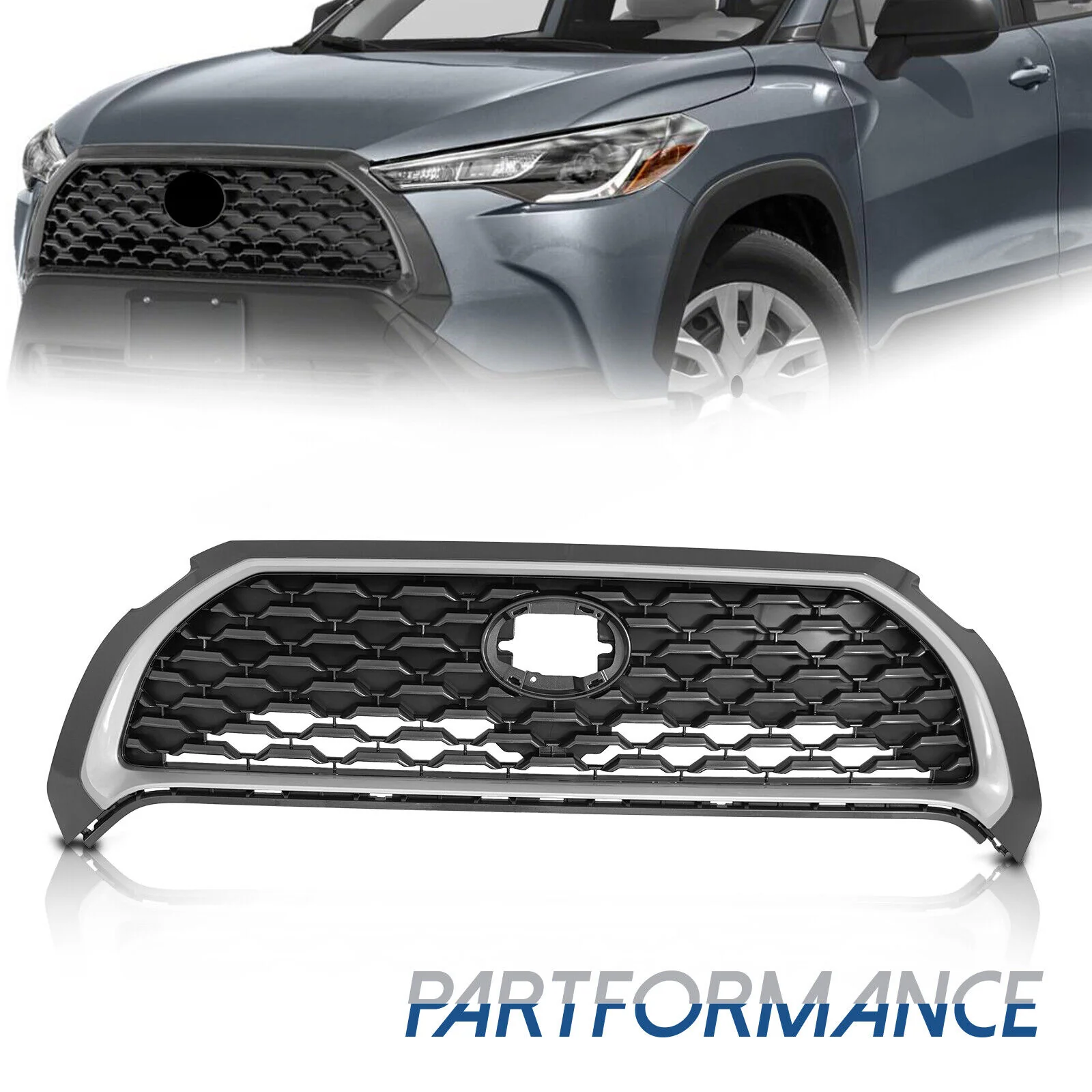 For 2022-2024 Toyota Corolla Cross Front Upper Grille W/Chrome Trim - Image 2
