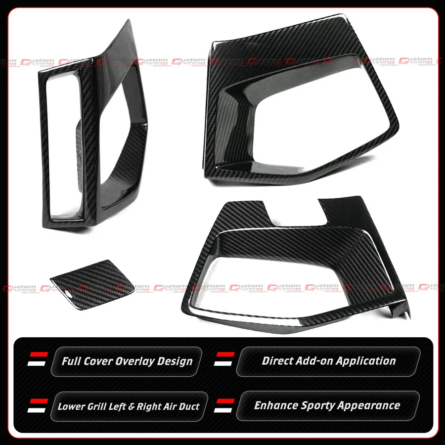 For 2022-2025 BMW X3M X4M Full Carbon Fiber Front Bumper Lower Air Duct Trim Covers - Image 4