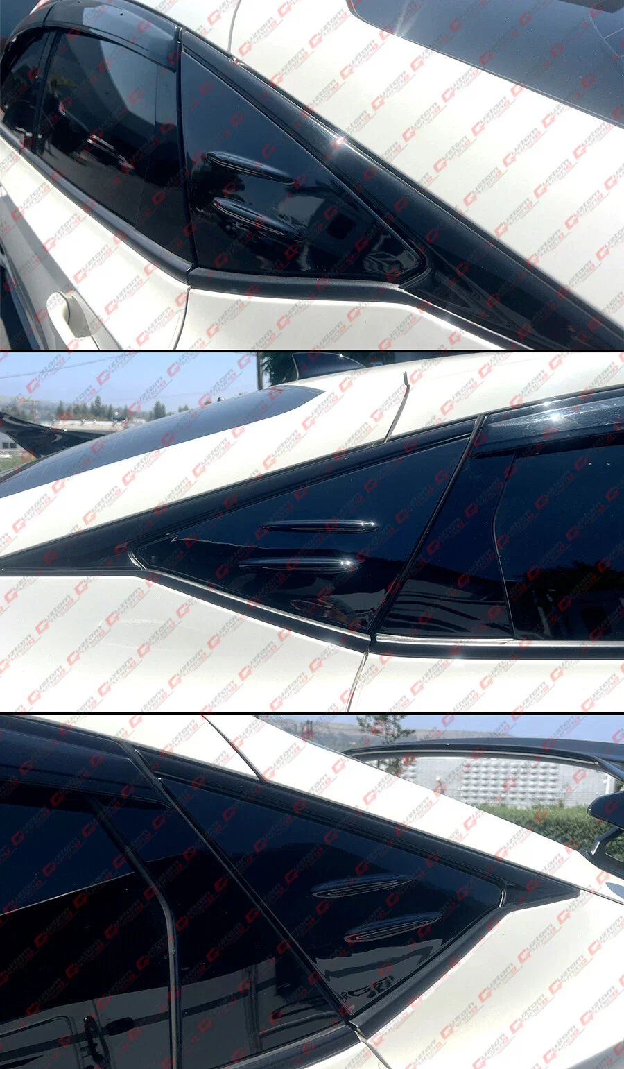 For 2022-2026 Honda Civic Hatchback Type R FL5 M Style Gloss Black Side Window Louver - Image 10