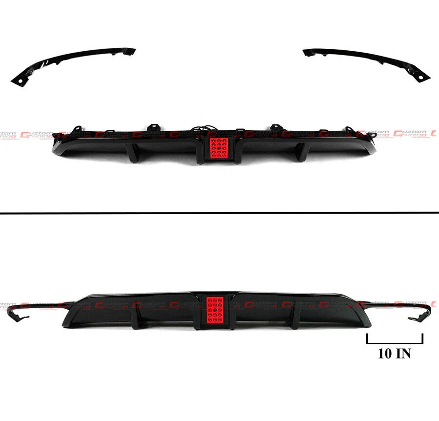 For 2022-2026 Honda Civic Hatchback Gloss Black LED Rear Diffuser + Smoked Bumper Light - Image 2