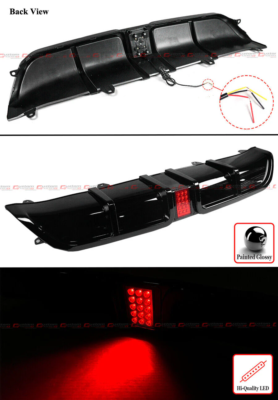 For 2022-2026 Honda Civic Hatchback Gloss Black LED Rear Diffuser + Smoked Bumper Light - Image 3