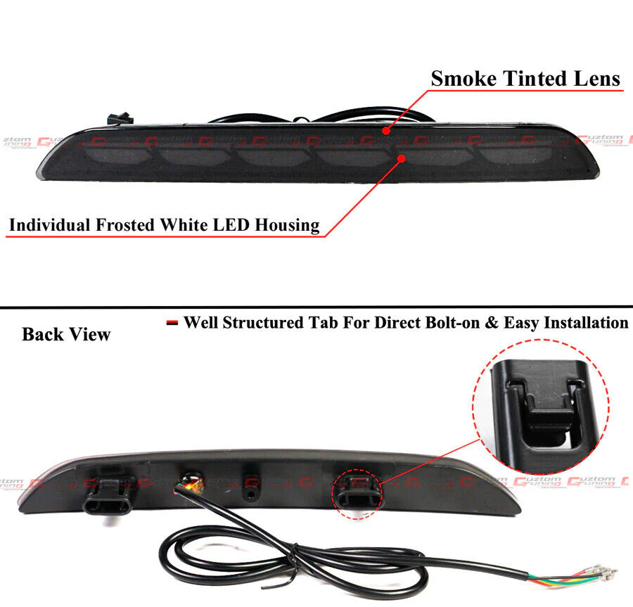 For 2022-2026 Honda Civic Hatchback Gloss Black LED Rear Diffuser + Smoked Bumper Light - Image 5