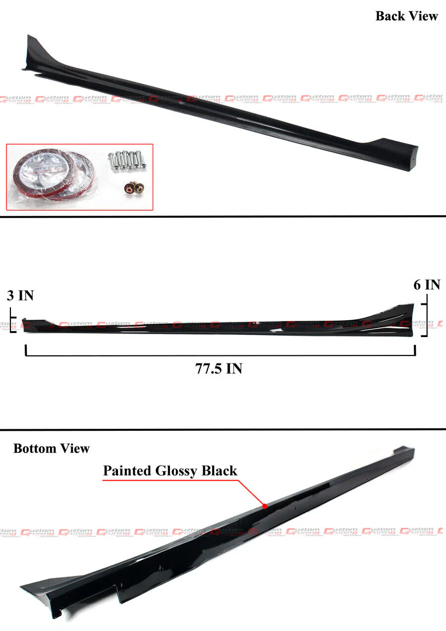 For 2022-2026 Honda Civic Sedan Hatchback RS Style Gloss Black Side Skirt Extension - Image 2