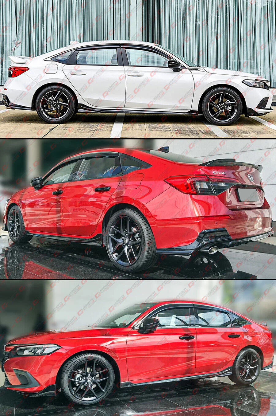 For 2022-2026 Honda Civic Sedan Hatchback RS Style Gloss Black Side Skirt Extension - Image 4