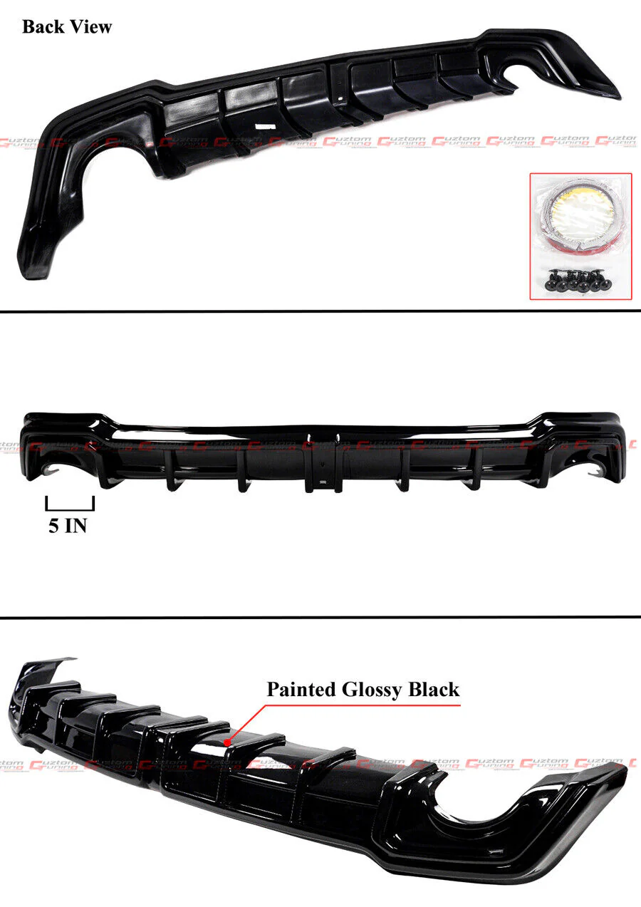 For 2022-2026 Honda Civic Sedan LED Rear Diffuser + Corner Spats Extensions Rallye Red - Image 2