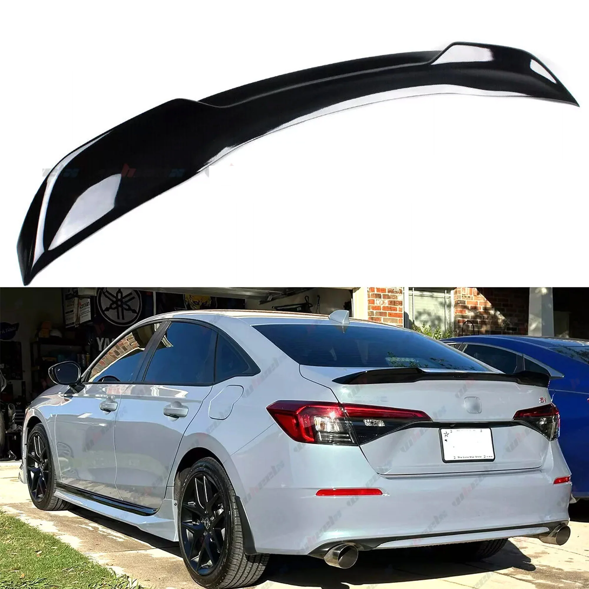 For 2022-2026 Honda Civic Sedan Si Factory Style Trunk Spoiler Wing Black