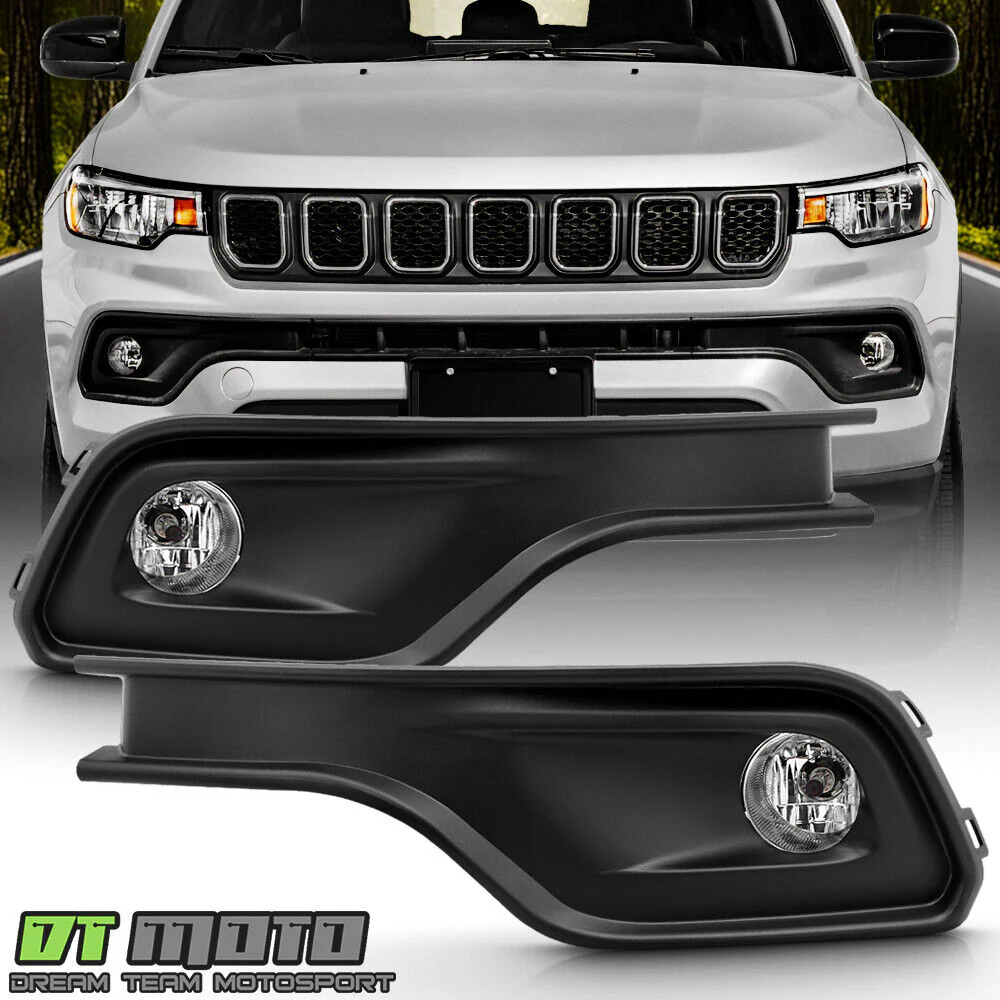 For 2022-2025 Jeep Compass Halogen Bumper Fog Lights Driving Lamps w/ Switch Set - Image 2