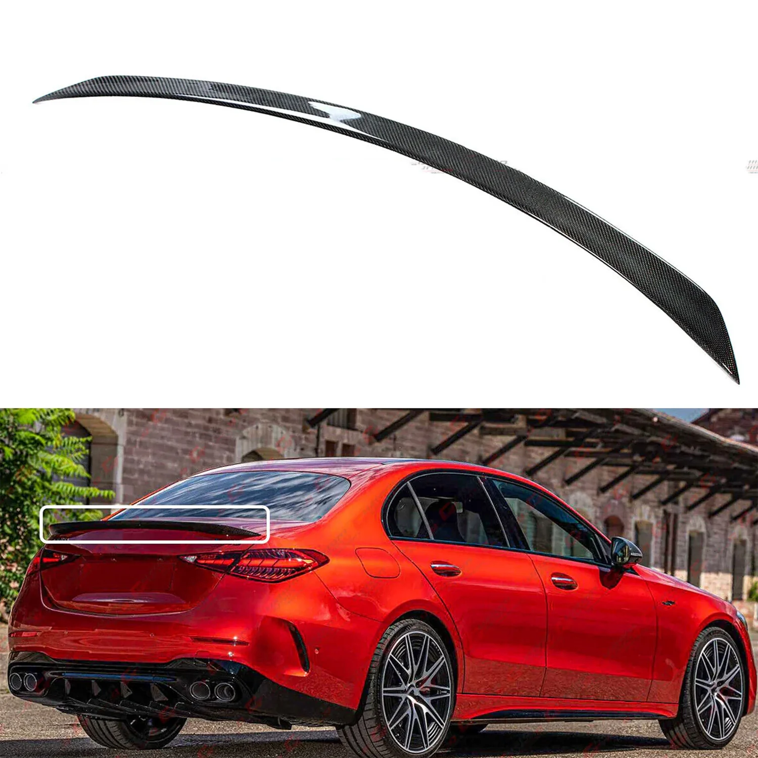 For 2022-2025 Mercedes W206 C300 C63 Sedan Carbon Fiber Rear Trunk Spoiler Wing