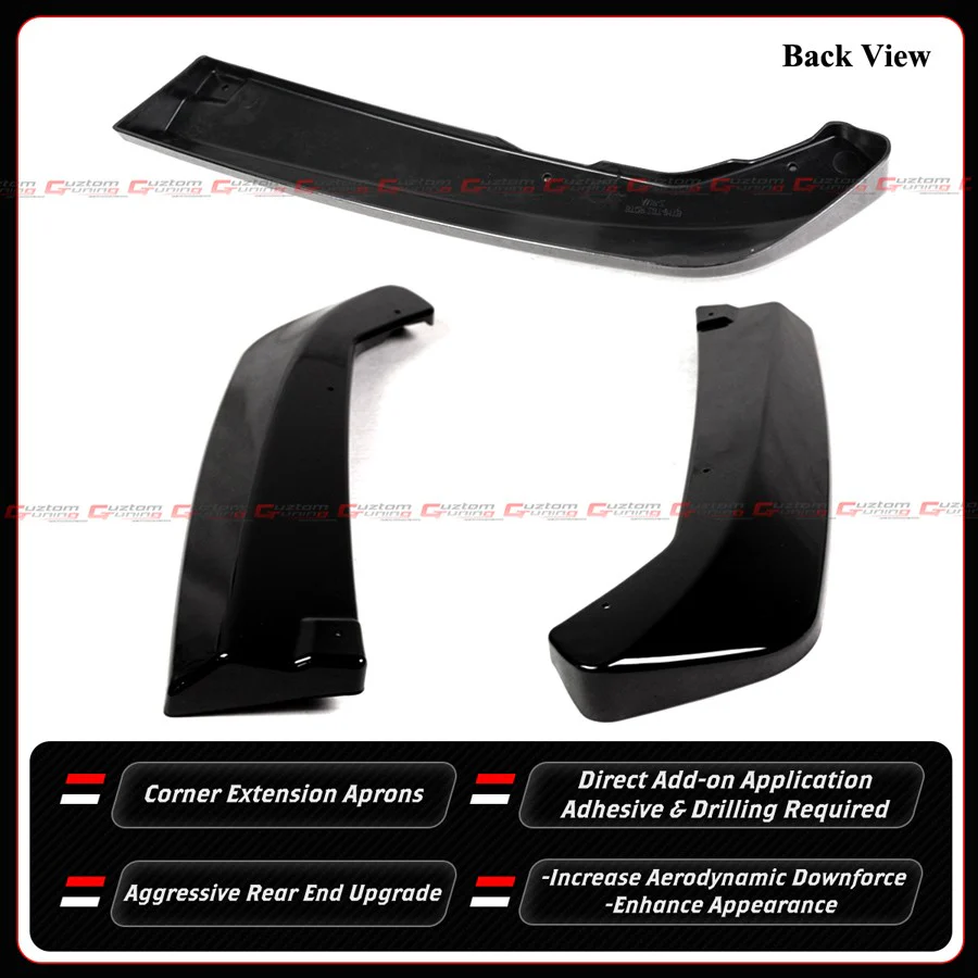 For 2022-2025 Subaru WRX Gloss Black Shark Fin Vortex Bumper Diffuser + Corner Spats - Image 2