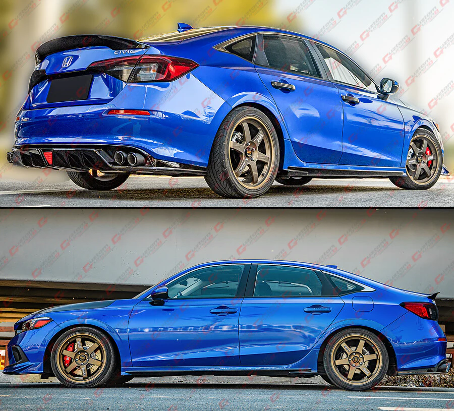 For 2022-2026 Honda Civic MC FE180 Aegean Blue Black 2 Tone Side Skirt Extension - Image 6