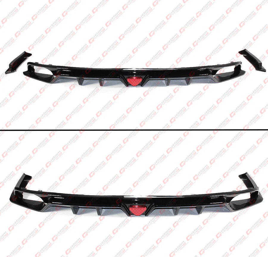 For 2022-2026 Honda Civic Mc Style Fe180 Gloss Black Rear Diffuser W/ Led Light - Image 3