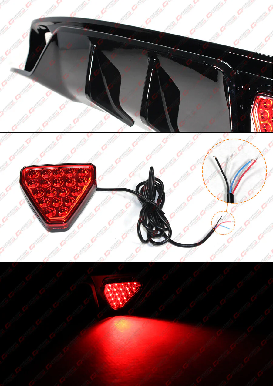 For 2022-2026 Honda Civic Mc Style Fe180 Gloss Black Rear Diffuser W/ Led Light - Image 5