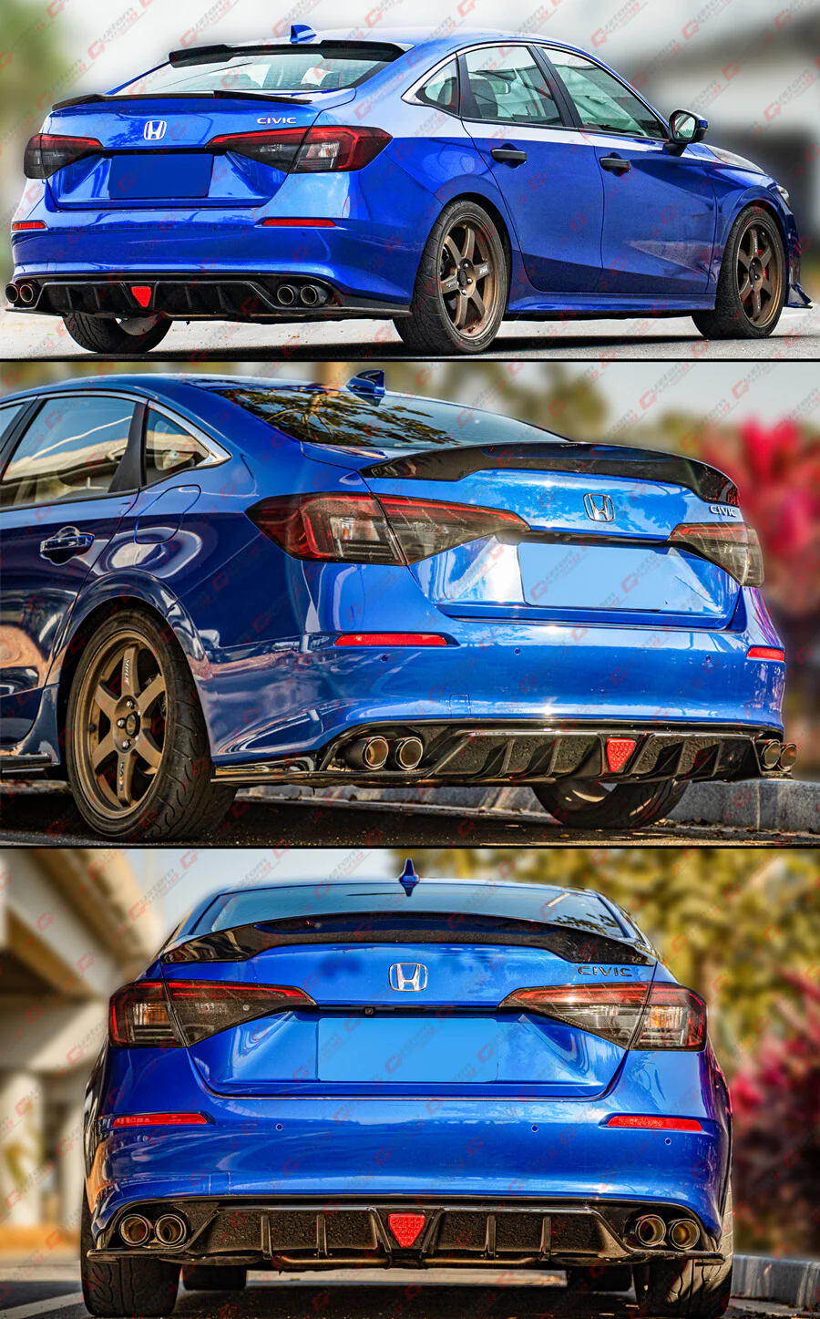 For 2022-2026 Honda Civic Mc Style Fe180 Gloss Black Rear Diffuser W/ Led Light - Image 7