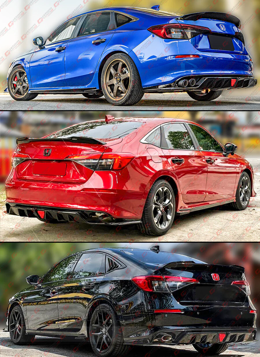 For 2022-2026 Honda Civic Mc Style Fe180 Gloss Black Rear Diffuser W/ Led Light - Image 9