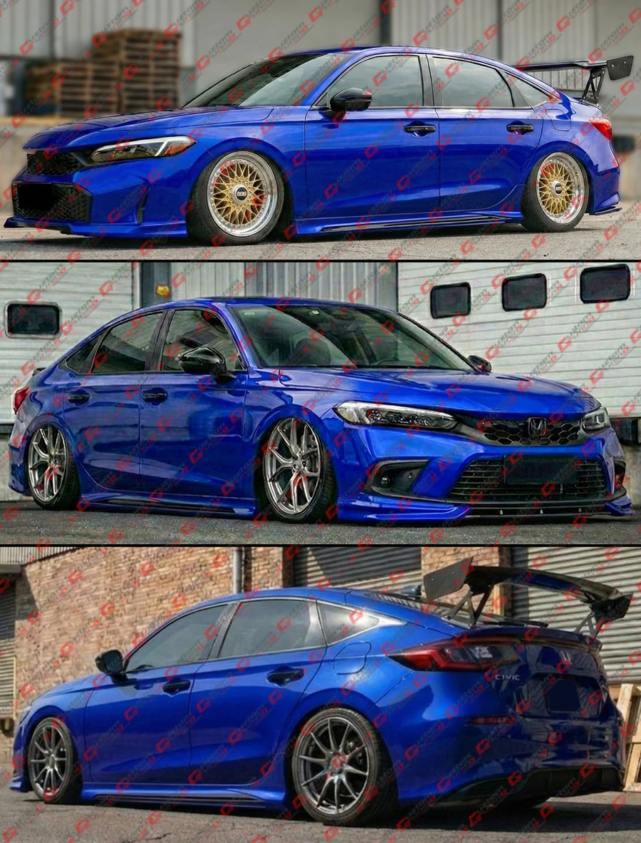 For 2022-2026 Honda Civic MCX Style Aegean Blue Black 2 Tone Side Skirt Extension - Image 8