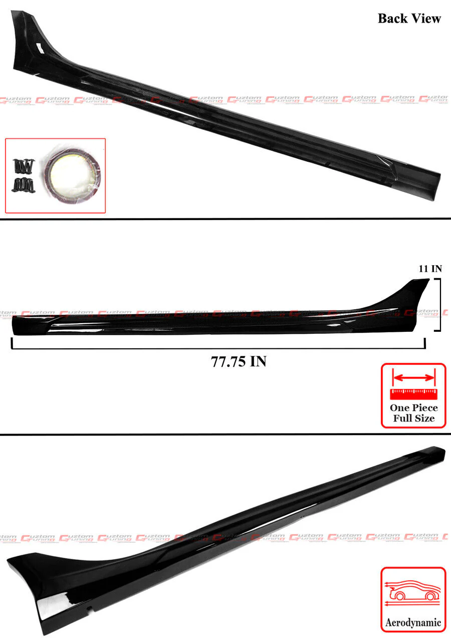 For 2022-2026 Honda Civic 11th Gen GF Bodykit V1 Gloss Black Side Skirt Extension - Image 2