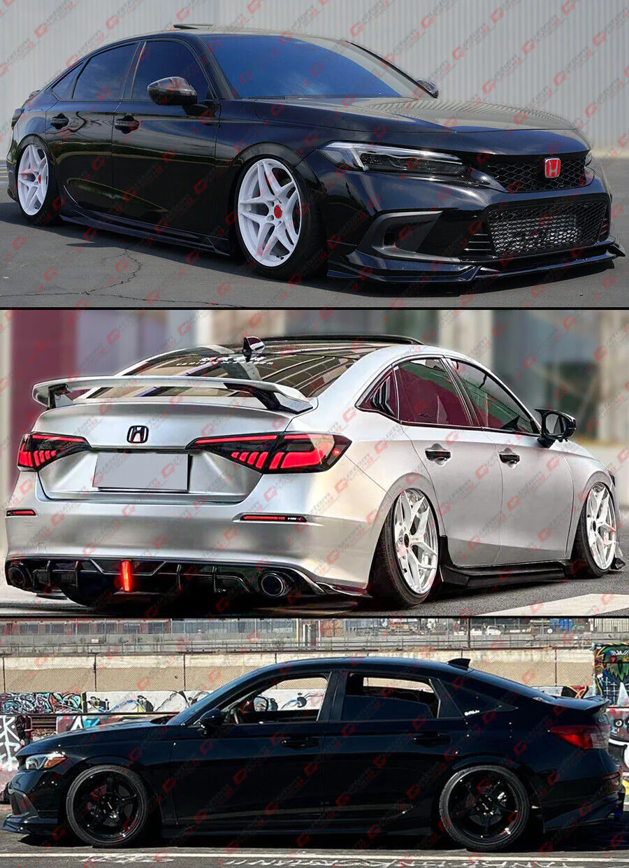 For 2022-2026 Honda Civic 11th Gen GF Bodykit V1 Gloss Black Side Skirt Extension - Image 4
