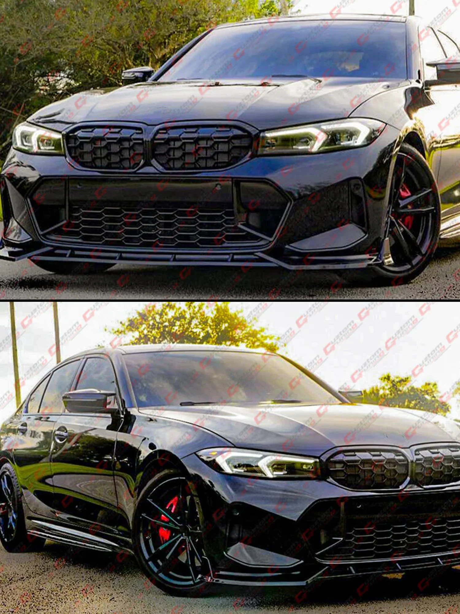 For 2023-2025 BMW G20 M340i 330i M Sport GT Style Gloss Black Front Bumper Lip Kit - Image 2