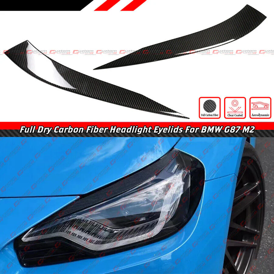 For 2023-2025 BMW G87 M2 Dry Carbon Fiber Headlight Eyelid Eyebrow Trim Cover Accent - Image 2