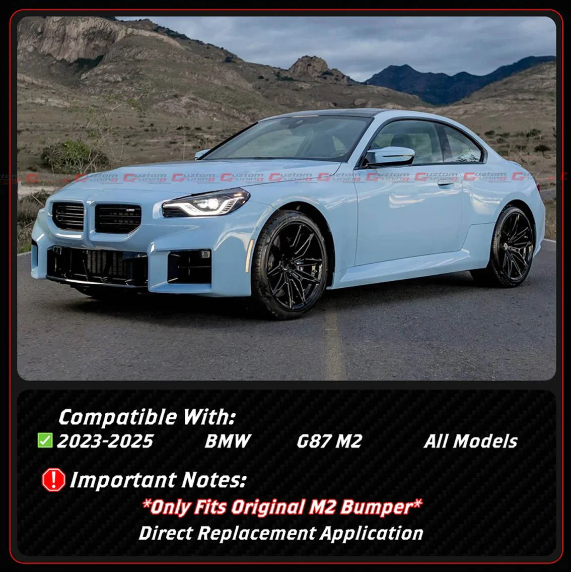 For 2023-2025 BMW G87 M2 MP Style Gloss Black Front Bumper Air Duct Vent Replacement - Image 2