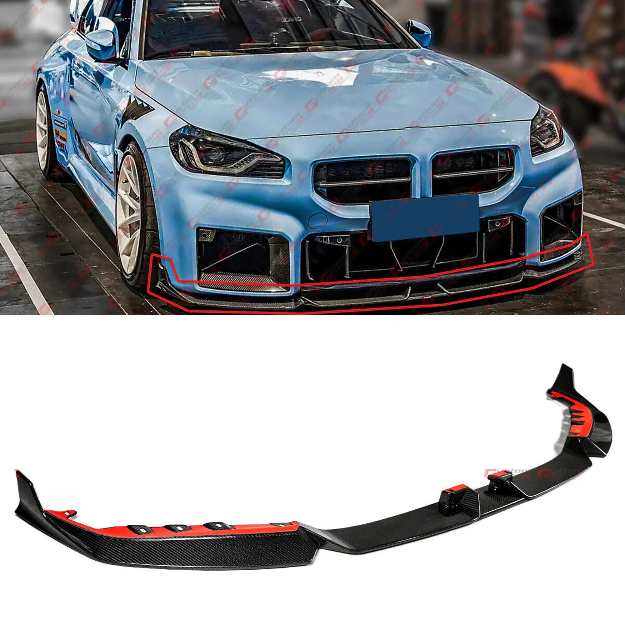 For 2023-2026 BMW M2 G87 Coupe Carbon Fiber Front Bumper Lip Splitter
