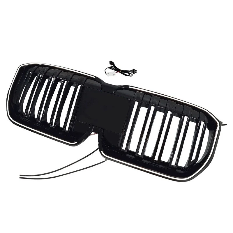 For 2023-2025 BMW X1 U11 iX1 U12 Gloss Black W/LED Single Slats Front Grille Kidney Bumper Grill - Image 3