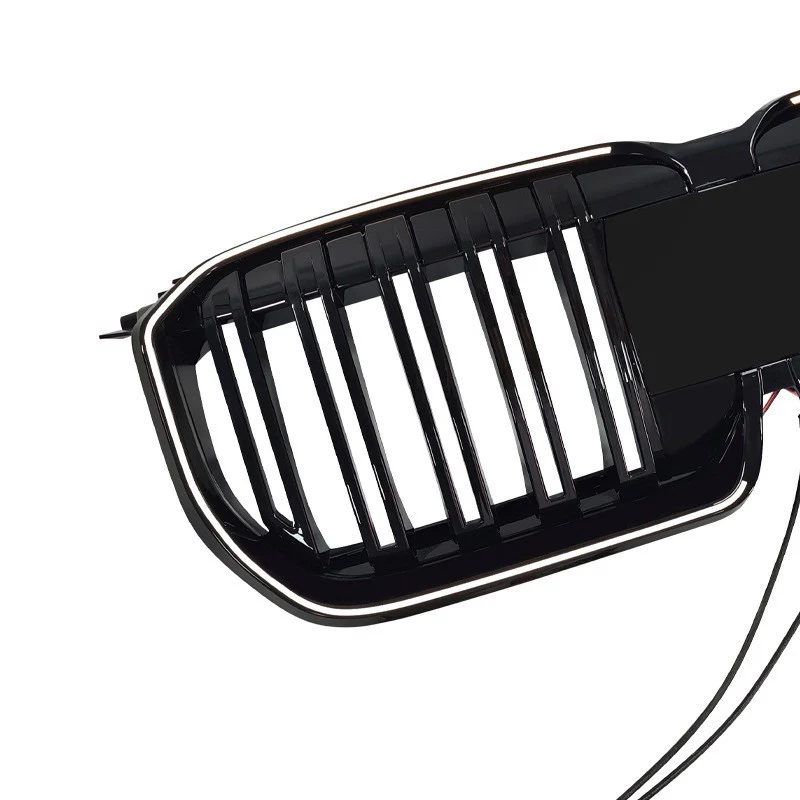 For 2023-2025 BMW X1 U11 iX1 U12 Gloss Black W/LED Single Slats Front Grille Kidney Bumper Grill - Image 5