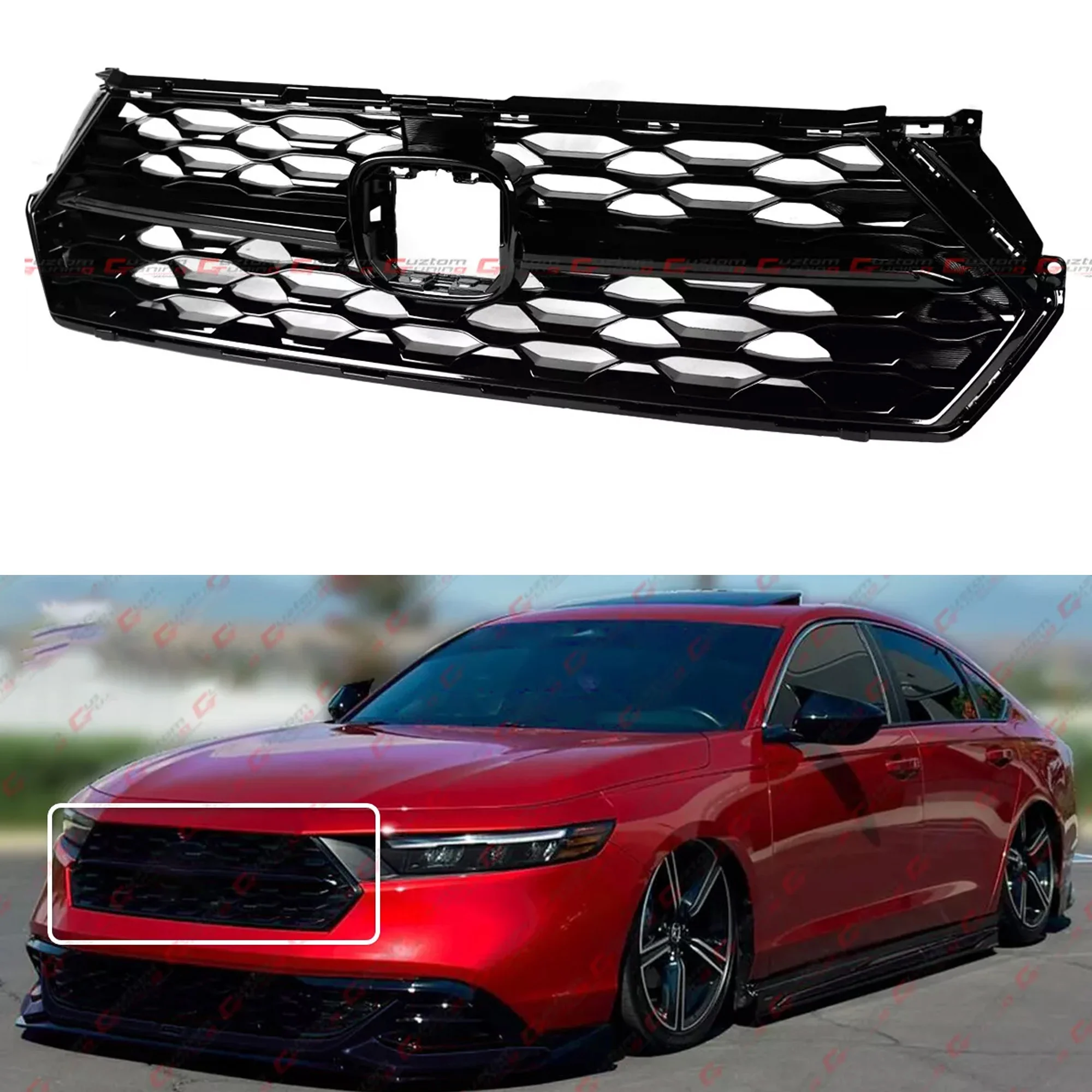 For 2023-2026 Honda Accord 11th Gen Gloss Black Front Bumper Mesh Grille