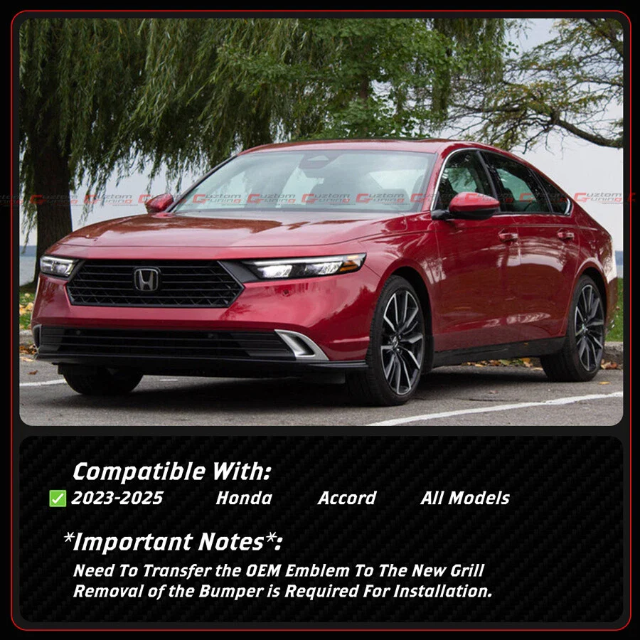 For 2023-2026 Honda Accord CY1 CY2 Matrix Mesh Style Gloss Black Front Grill Grille - Image 3