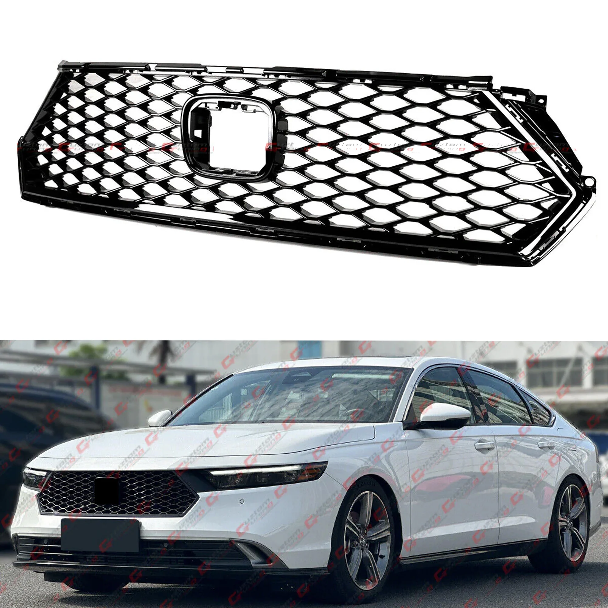 For 2023-2026 Honda Accord Front Bumper Grille Radiator Gloss Black