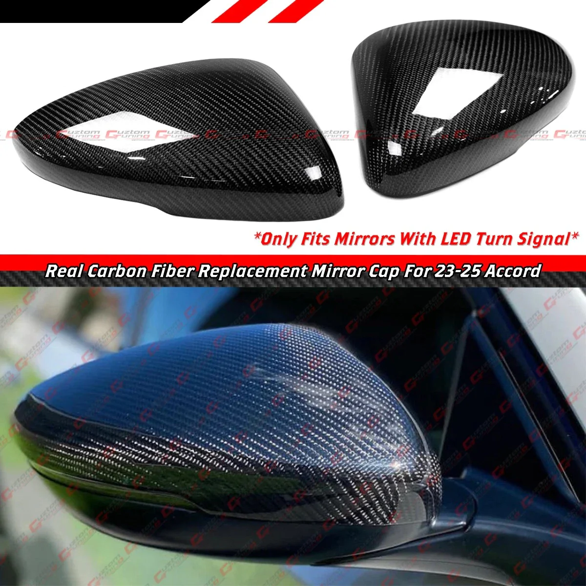 For 2023-2026 Honda Accord Real Carbon Fiber Side Mirror Cover Direct Replacement