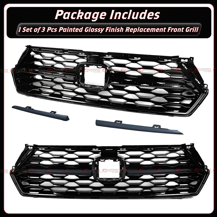 For 2023-2026 Honda Accord Yofer Black Front Mesh Grill Grille - Meteorite Gray Trim - Image 6
