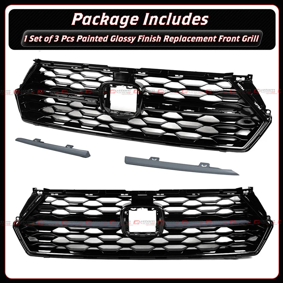 For 2023-2026 Honda Accord Yofer Black Front Mesh Grill Grille - Urban Gray Trim - Image 6