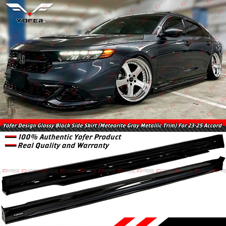 For 2023-2026 Honda Accord Yofer Black Side Skirt Extension - Meteorite Gray Trim - Image 2
