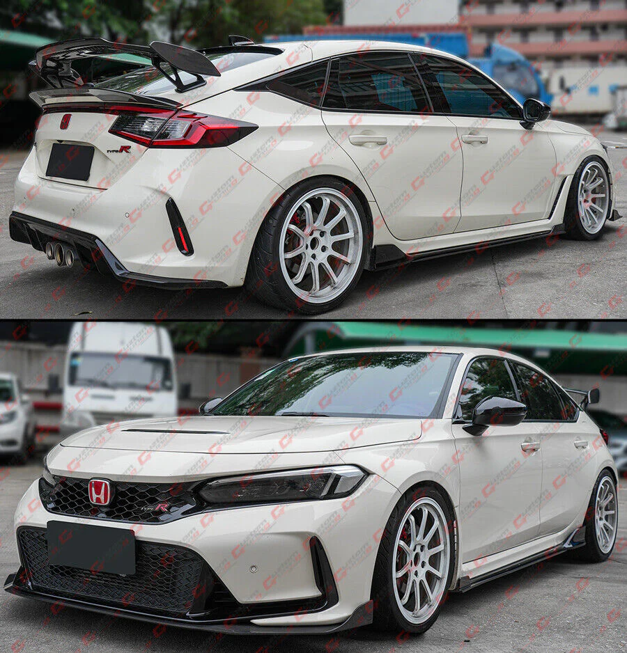 For 2023-2026 Honda Civic Type-R Carbon Fiber Reverse Winglet Side Skirt Extension - Image 3