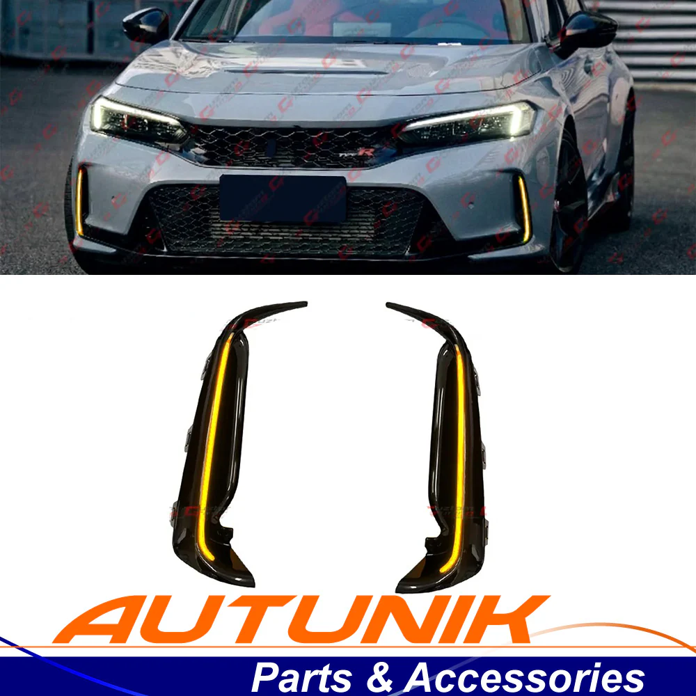 For 2023-2026 Honda Civic Type-R FL5 Amber Front Bumper Replacement LED DRL Fog Light