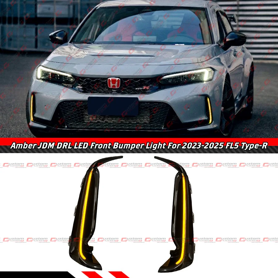 For 2023-2026 Honda Civic Type-R FL5 Amber Front Bumper Replacement LED DRL Fog Light - Image 2