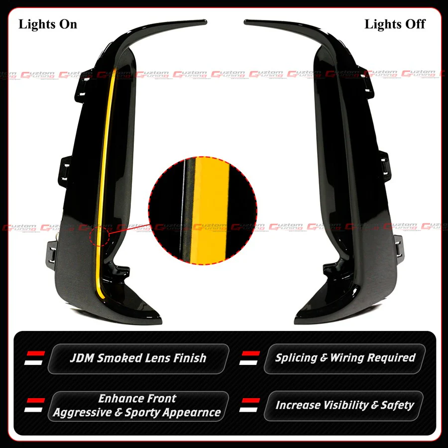 For 2023-2026 Honda Civic Type-R FL5 Amber Front Bumper Replacement LED DRL Fog Light - Image 6
