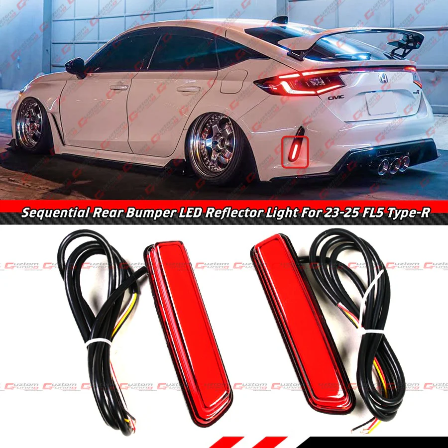For 2023-2026 Honda Civic Type-R FL5 Rear Bumper Sequential LED DRL Side Reflector Light - Image 2