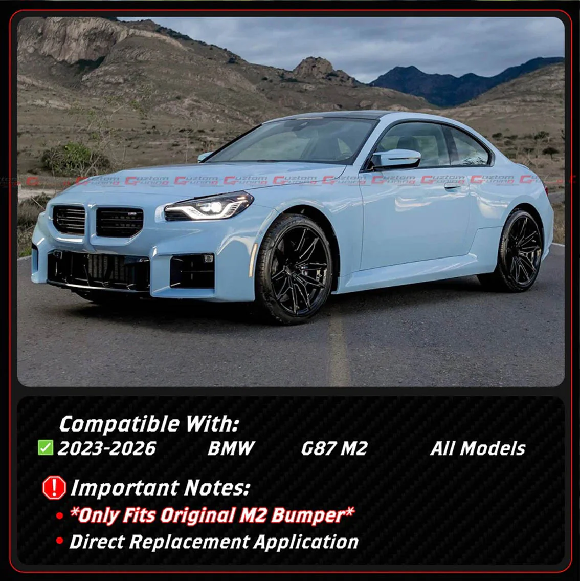 For 2023-2026 BMW G87 M2 CSL Style Gloss Black Front Upper Nose Kidney Grill Grille - Image 2