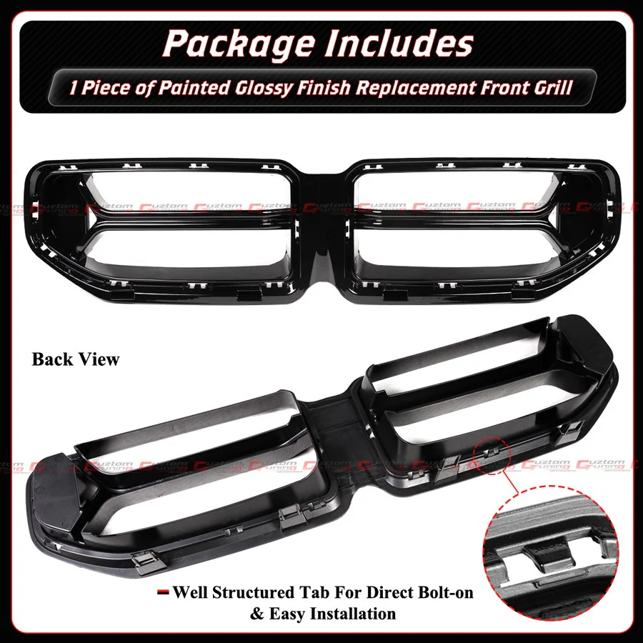 For 2023-2026 BMW G87 M2 CSL Style Gloss Black Front Upper Nose Kidney Grill Grille - Image 3
