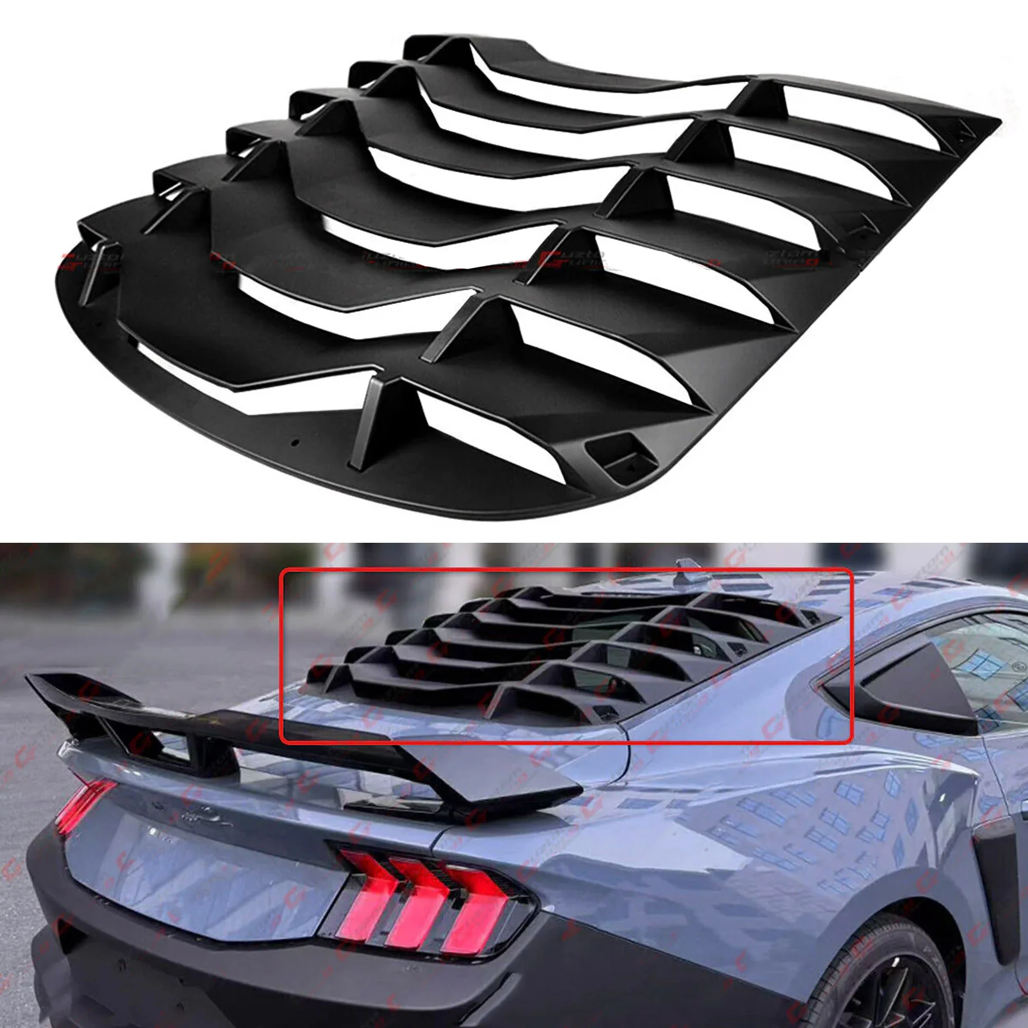For 2024-2025 Ford Mustang Coupe Matte Black Rear Window Windshield Louver Cover