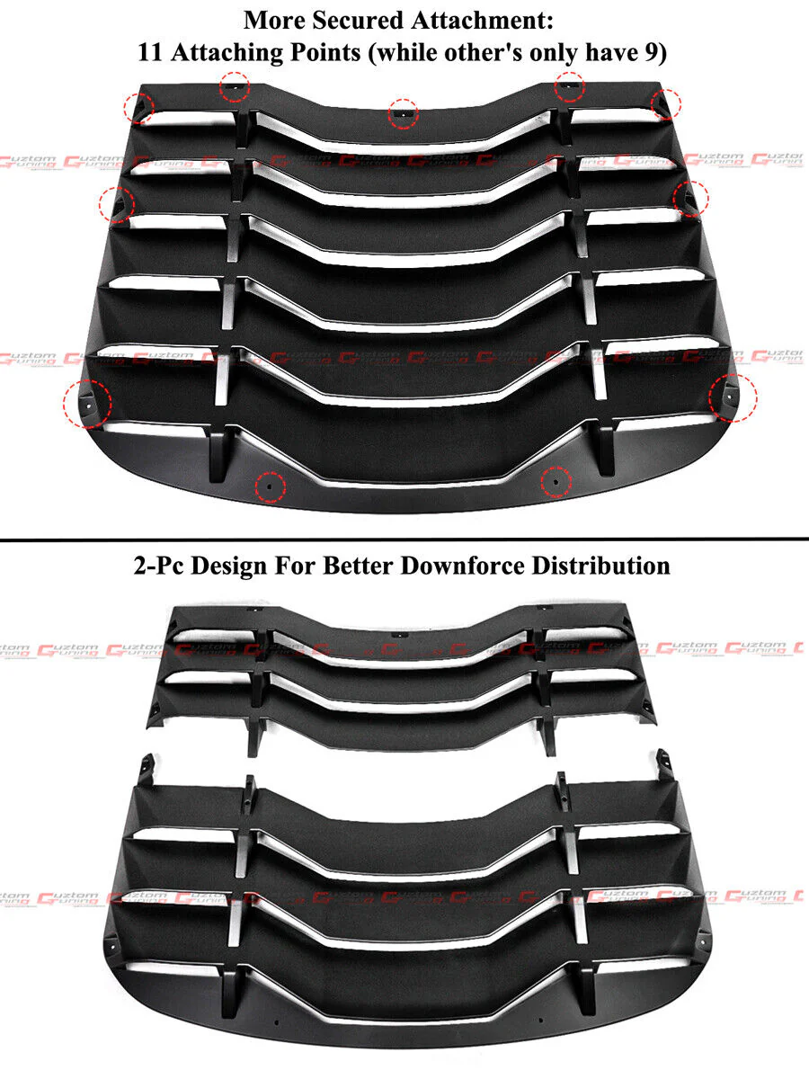 For 2024-2025 Ford Mustang Coupe Matte Black Rear Window Windshield Louver Cover - Image 2