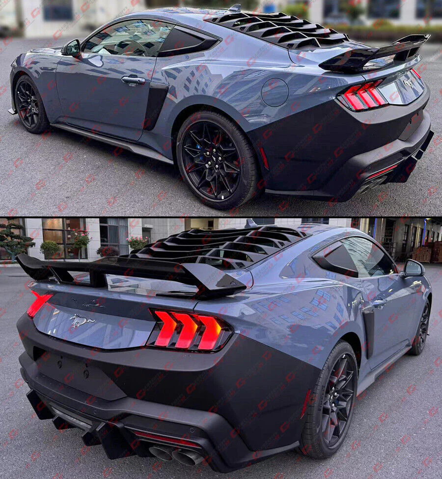 For 2024-2025 Ford Mustang Coupe Matte Black Rear Window Windshield Louver Cover - Image 6