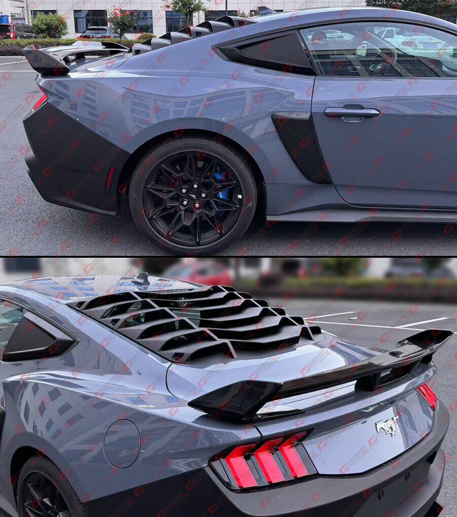 For 2024-2025 Ford Mustang Coupe Matte Black Rear Window Windshield Louver Cover - Image 7