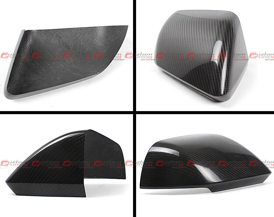 For 2024-2025 Ford Mustang Dry Carbon Fiber Side Mirror Cover Cap Overlay W/ Light - Image 2