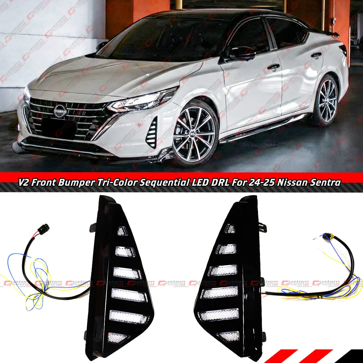 For 2024-2025 Nissan Sentra V2 Tri-Color LED DRL Sequential Day Time Running Light