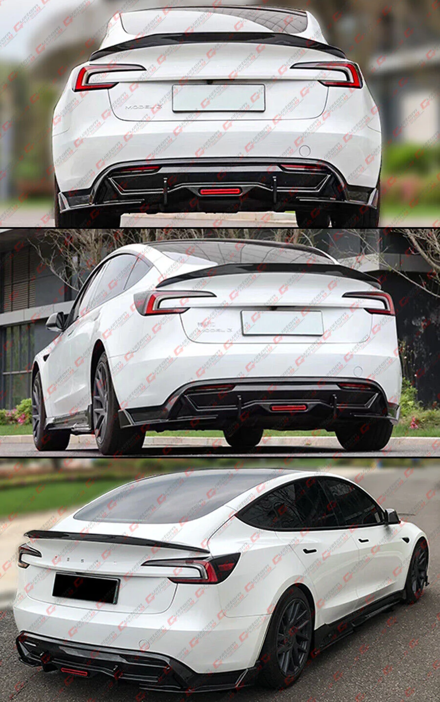 For 2024-2025 Tesla Model 3 Highland Carbon Fiber Rear Trunk Spoiler Wing - Image 4